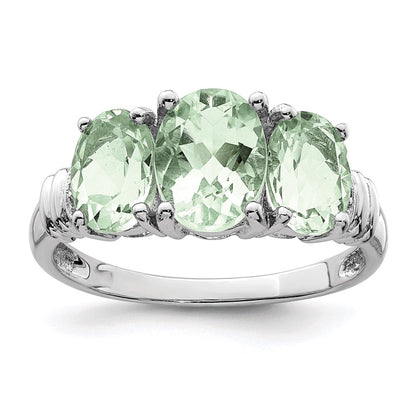 Sterlingsilber Rhodium 3 Tropfen Grün Quarz & Diamant Ring (size 8 Nur)