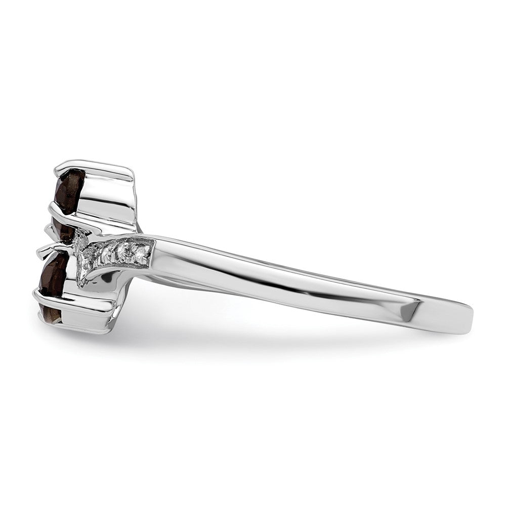 Sterlingsilber Rhodium Rauch Quarz & Diamant Ring