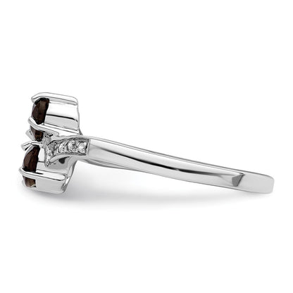 Sterlingsilber Rhodium Rauch Quarz & Diamant Ring