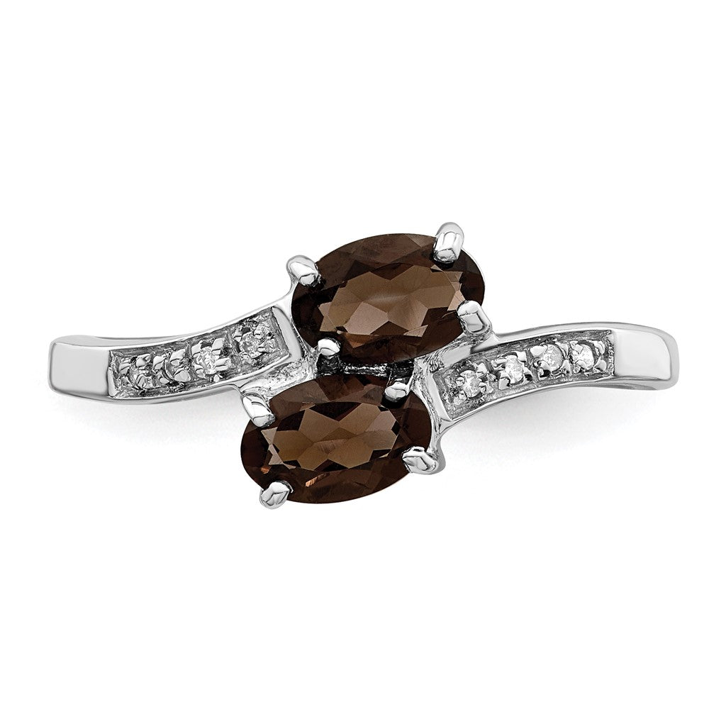Sterlingsilber Rhodium Rauch Quarz & Diamant Ring