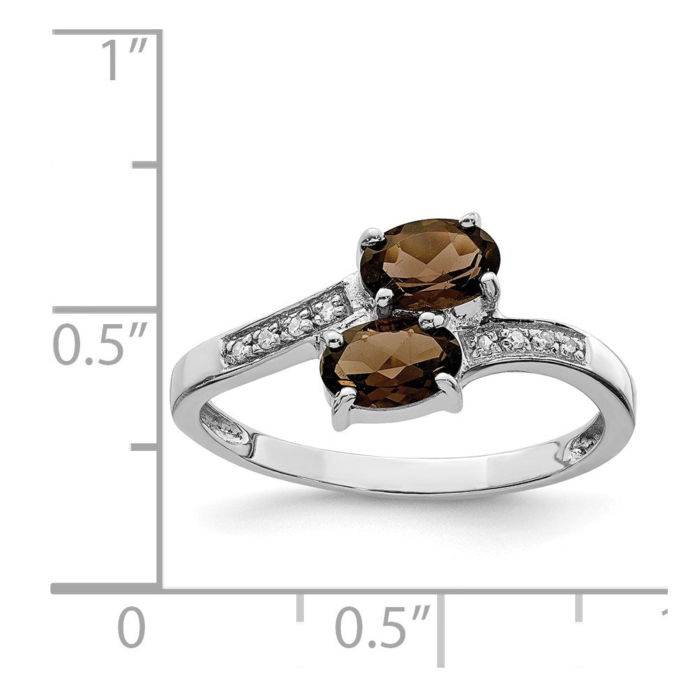 Sterlingsilber Rhodium Rauch Quarz & Diamant Ring