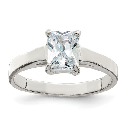 Sterlingsilber Solitär Smaragd Zirkonia Ring