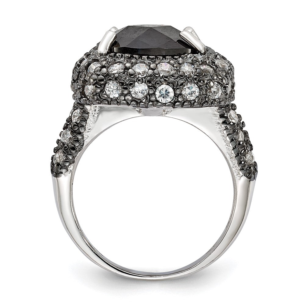 Sterlingsilber Schwarz Beschichtet & Klar Zirkonia Ring (size 6 Nur)