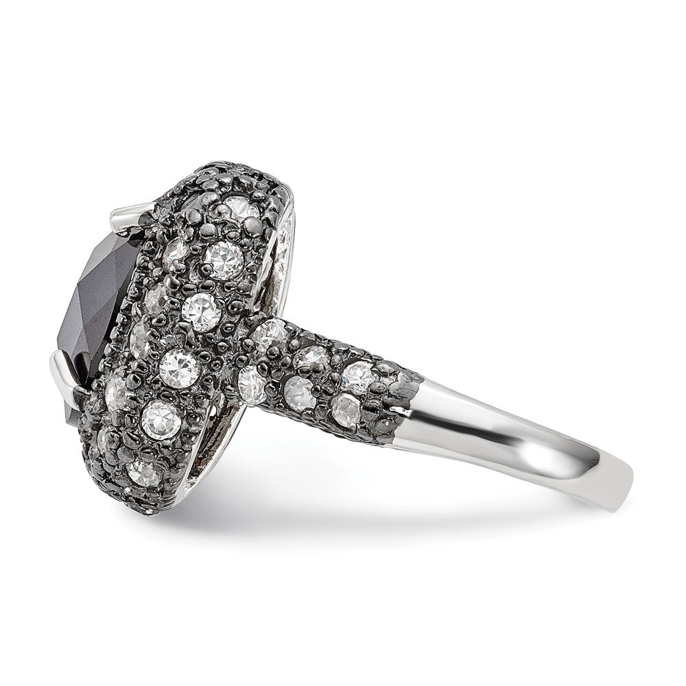 Sterlingsilber Schwarz Beschichtet & Klar Zirkonia Ring (size 6 Nur)