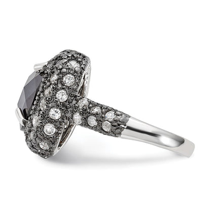 Sterlingsilber Schwarz Beschichtet & Klar Zirkonia Ring (size 6 Nur)