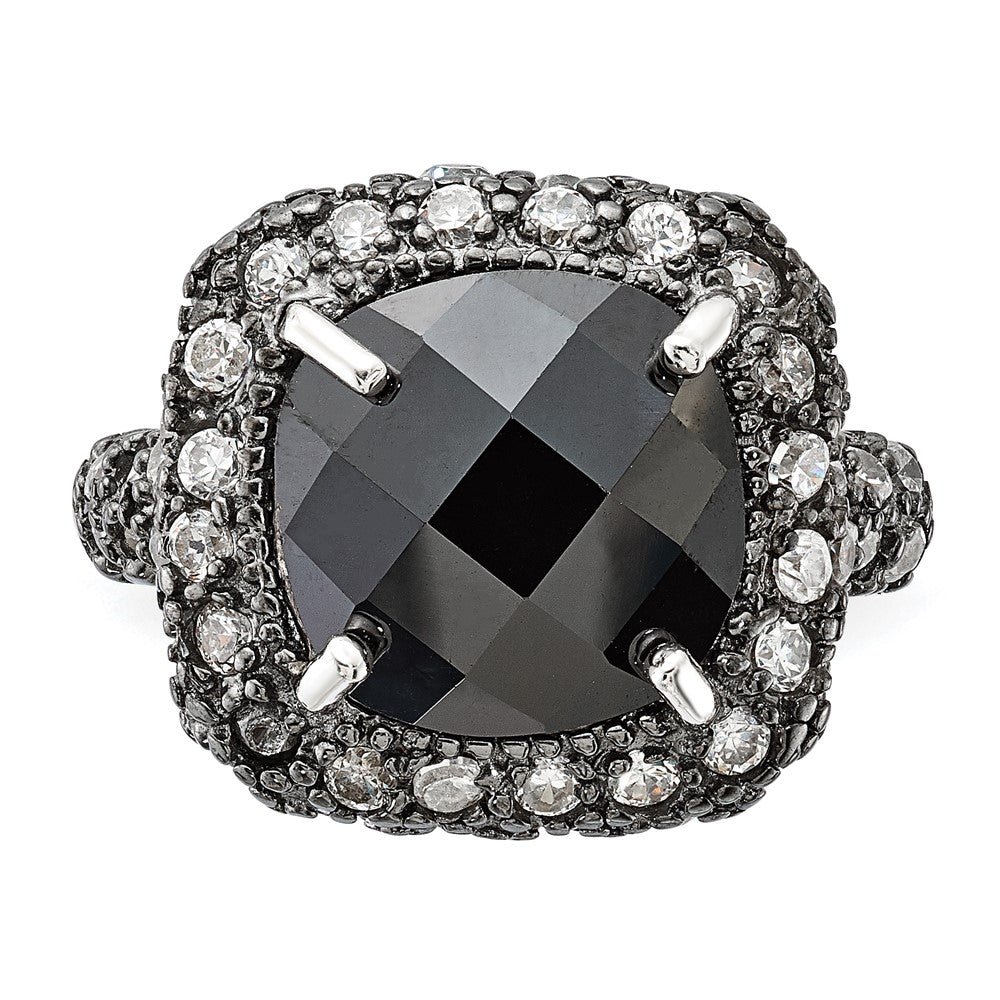 Sterlingsilber Schwarz Beschichtet & Klar Zirkonia Ring (size 6 Nur)