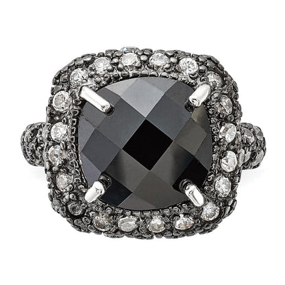 Sterlingsilber Schwarz Beschichtet & Klar Zirkonia Ring (size 6 Nur)