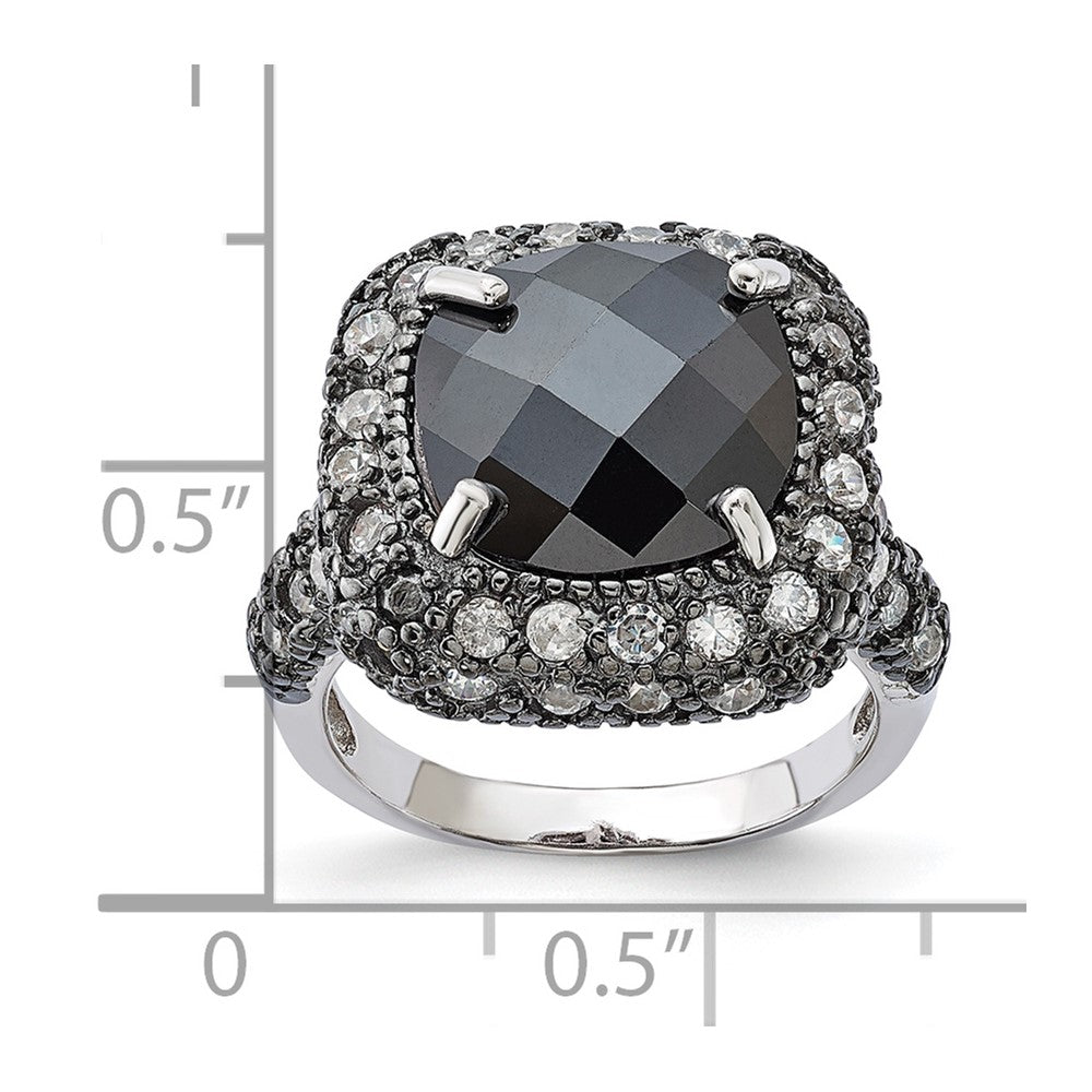 Sterlingsilber Schwarz Beschichtet & Klar Zirkonia Ring (size 6 Nur)