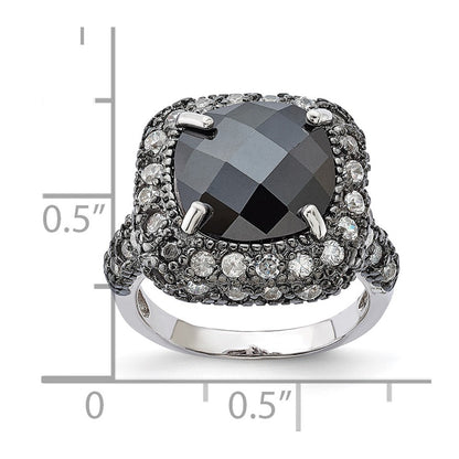 Sterlingsilber Schwarz Beschichtet & Klar Zirkonia Ring (size 6 Nur)