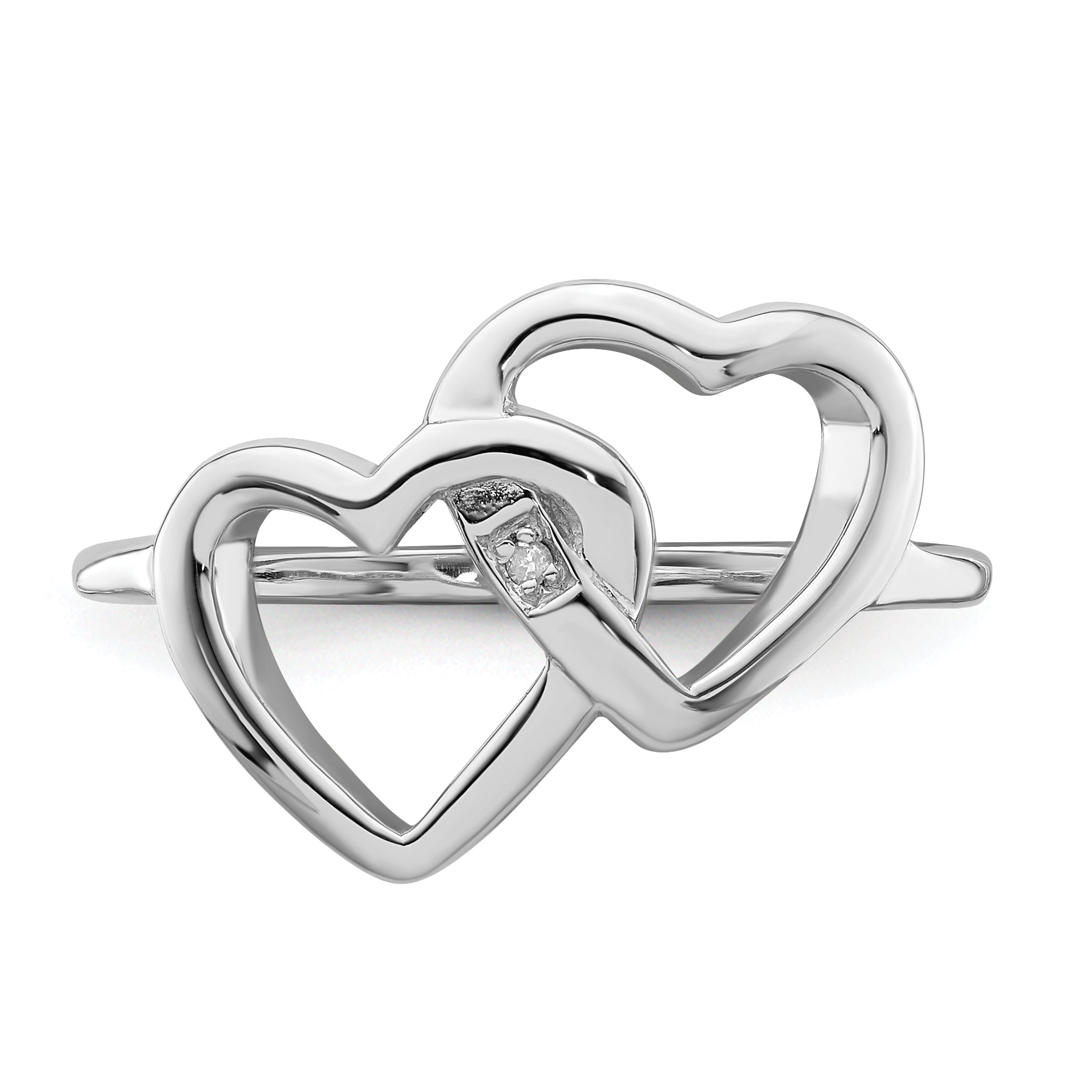 Sterlingsilber Rhodiniert Diamant Akzente Intertwined Herz Ring