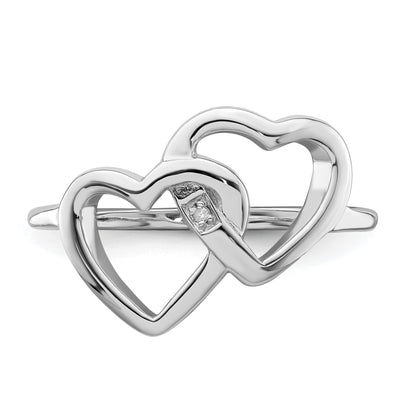 Sterlingsilber Rhodiniert Diamant Akzente Intertwined Herz Ring