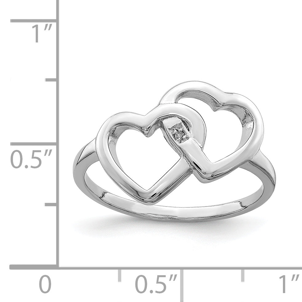 Sterlingsilber Rhodiniert Diamant Akzente Intertwined Herz Ring
