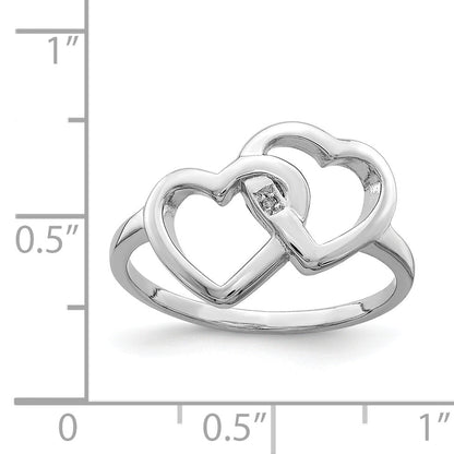 Sterlingsilber Rhodiniert Diamant Akzente Intertwined Herz Ring