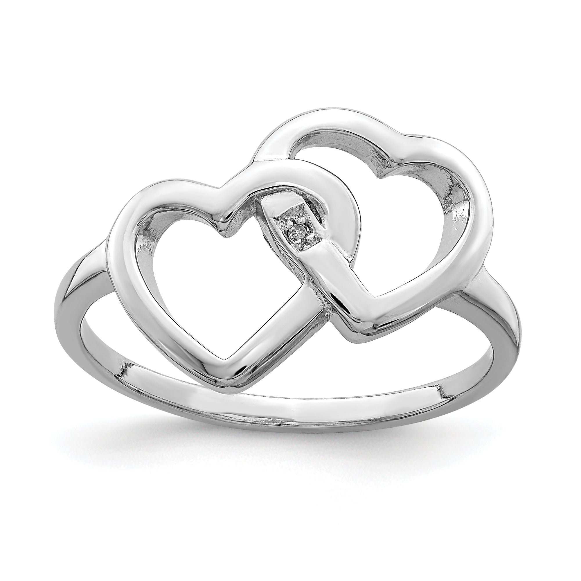 Sterlingsilber Rhodiniert Diamant Akzente Intertwined Herz Ring