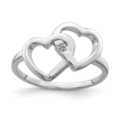 Sterlingsilber Rhodiniert Diamant Akzente Intertwined Herz Ring