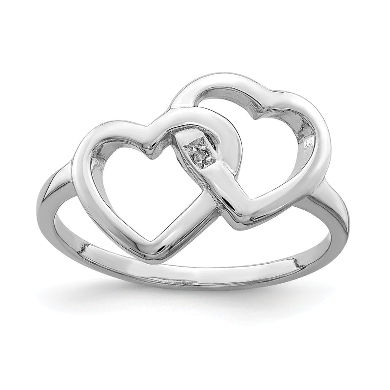 Sterlingsilber Rhodiniert Diamant Akzente Intertwined Herz Ring
