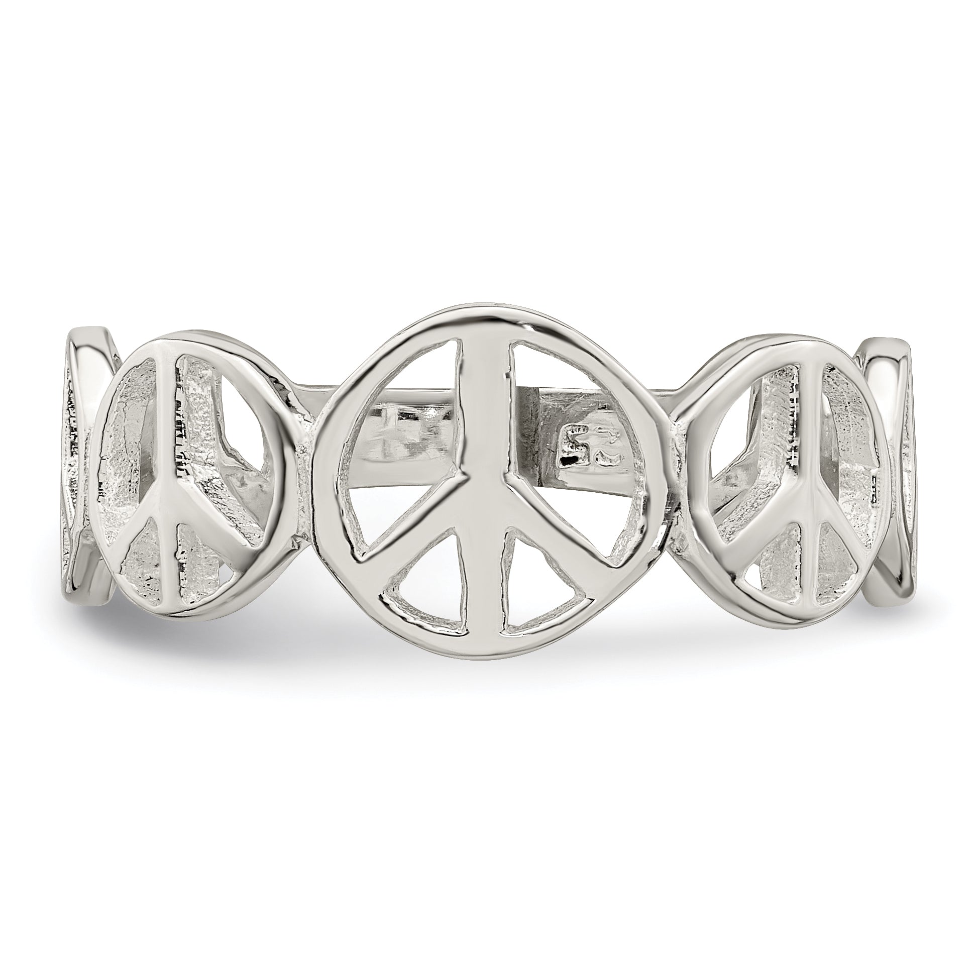 Sterlingsilber Poliert Frieden Ring