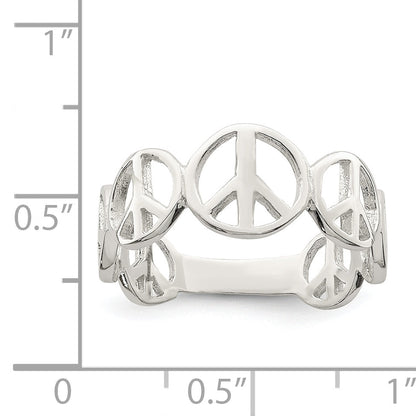 Sterlingsilber Poliert Frieden Ring
