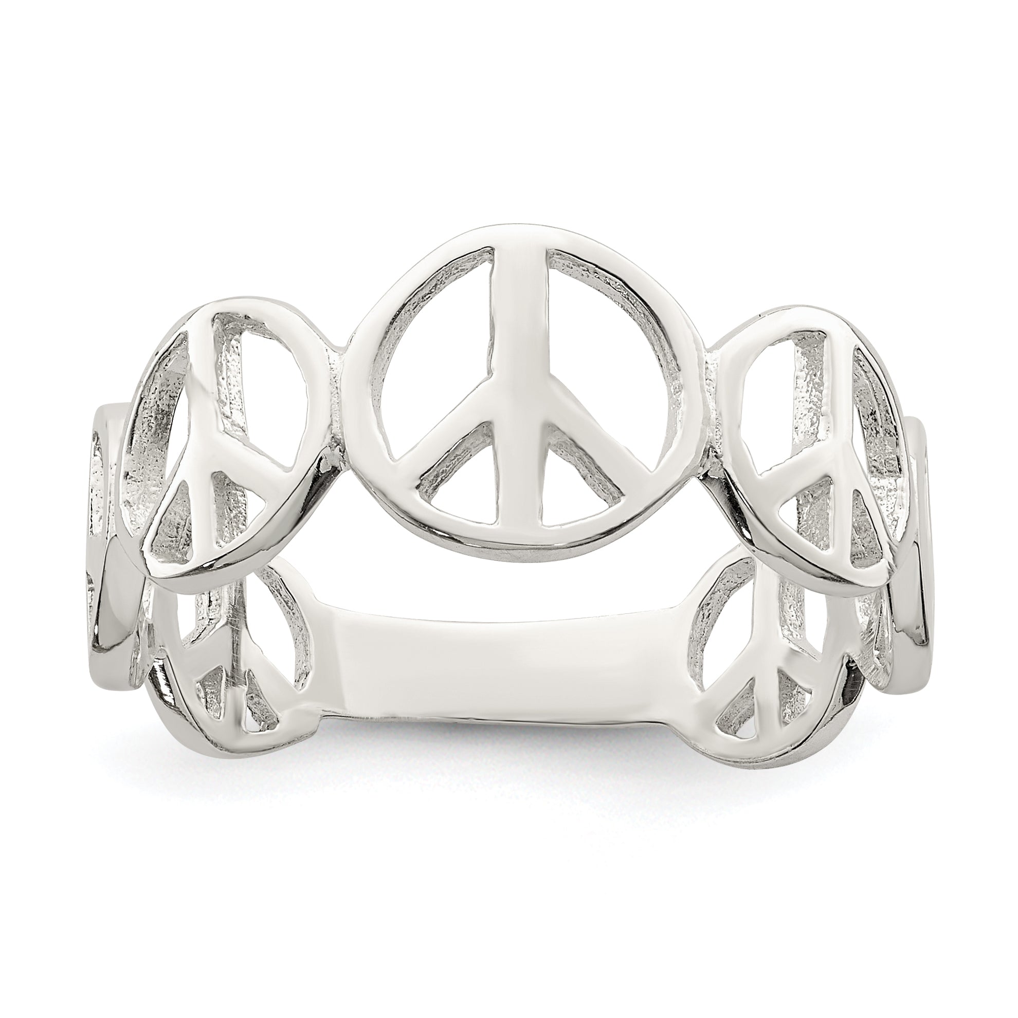 Sterlingsilber Poliert Frieden Ring