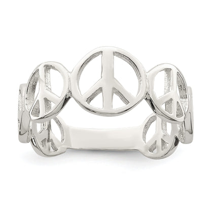 Sterlingsilber Poliert Frieden Ring