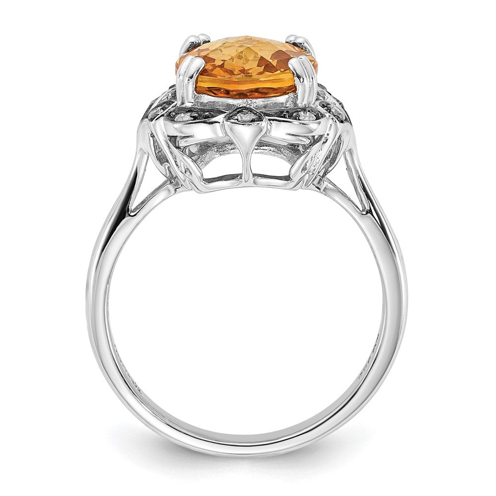 Sterlingsilber Citrin & Diamant Oval Ring (size 7 Nur)