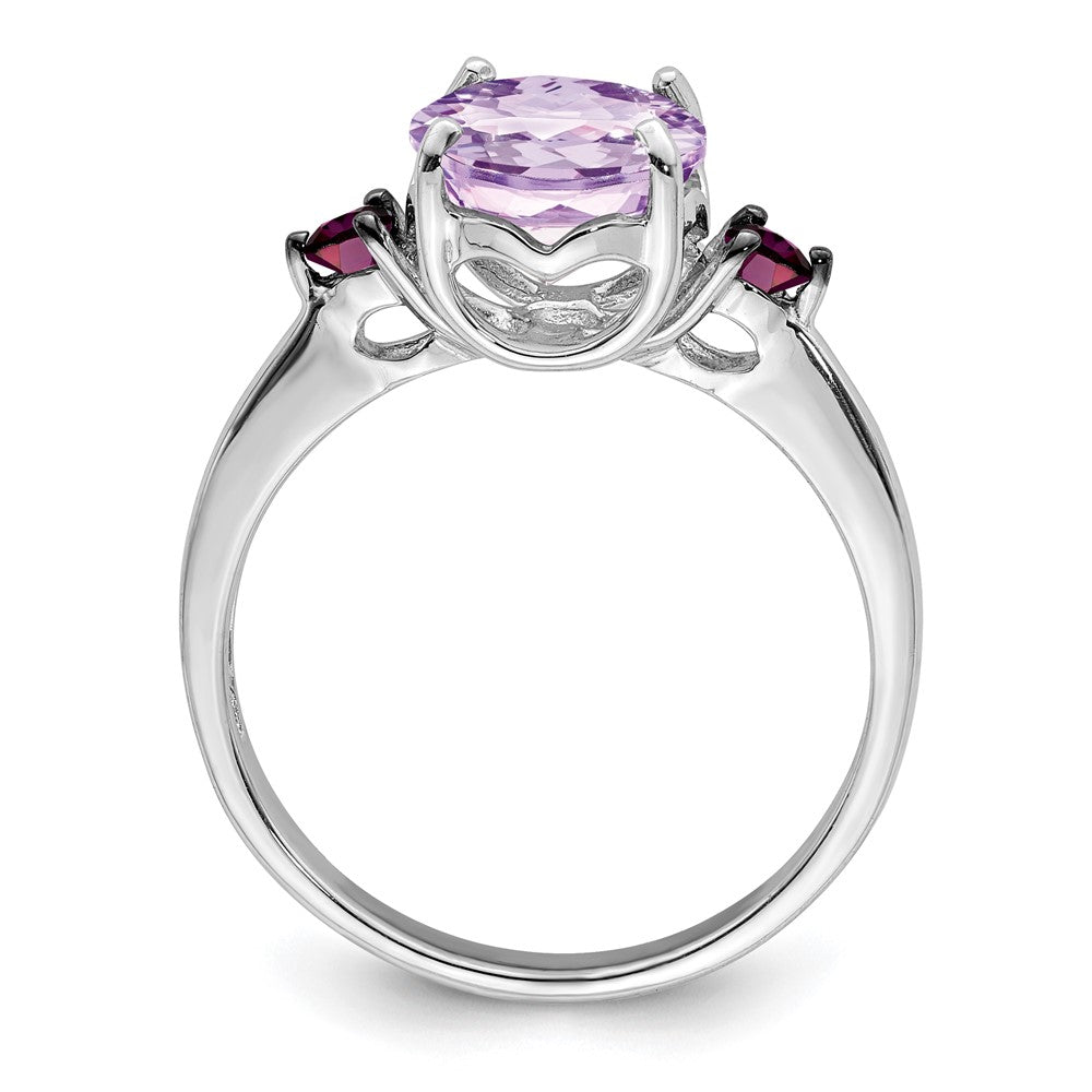 Sterlingsilber Rhodium Rosa Quarz & Rhodolith Granat Ring