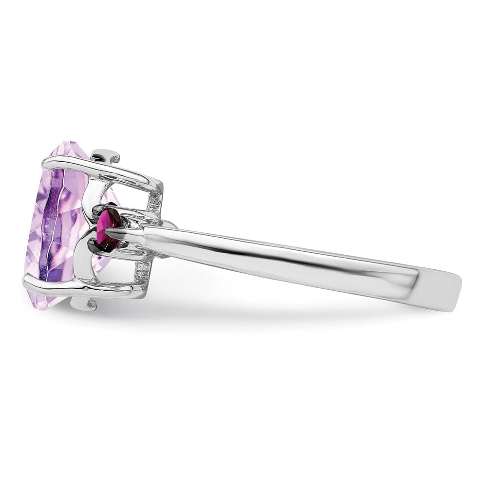 Sterlingsilber Rhodium Rosa Quarz & Rhodolith Granat Ring