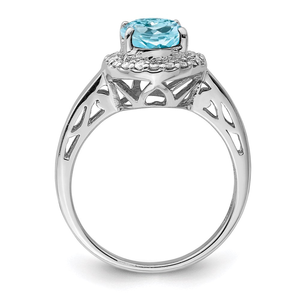 Sterlingsilber Rhodium Himmel Blautopas & Diamant Ring (size 7 Nur)