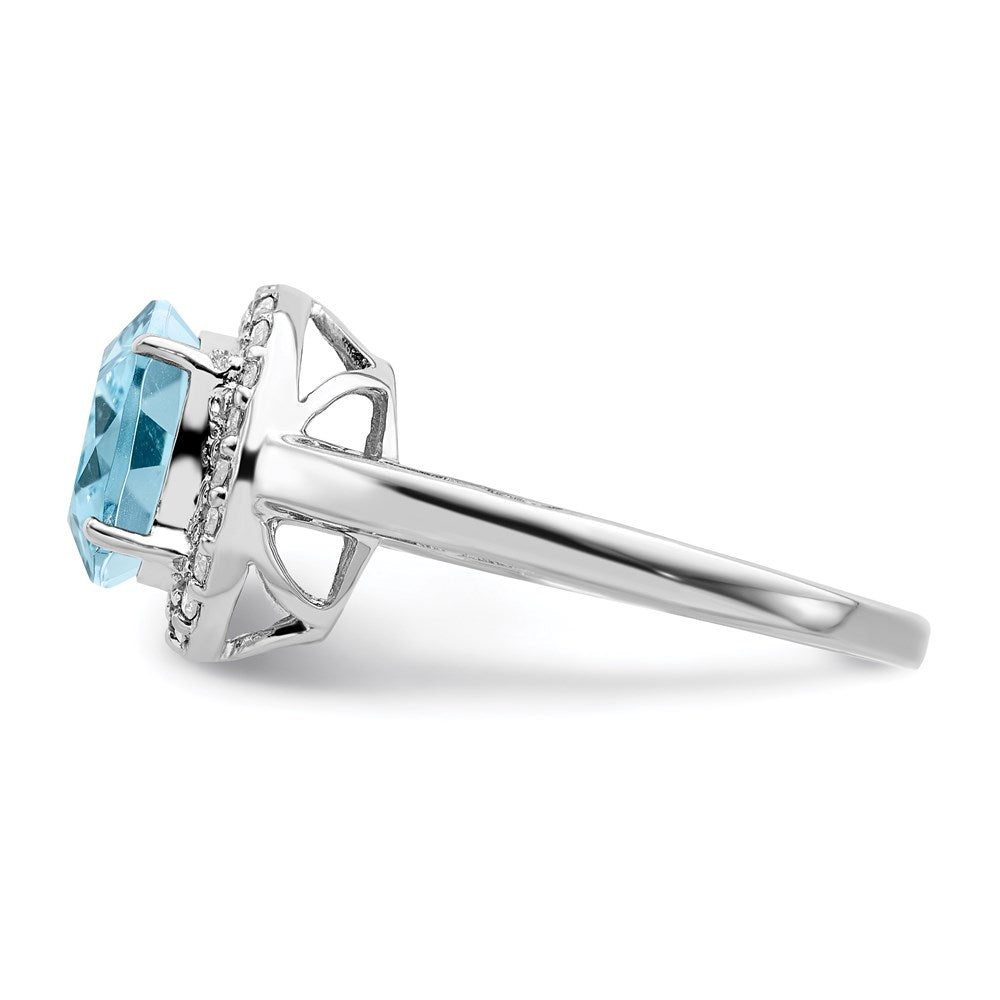 Sterlingsilber Rhodium Himmel Blautopas & Diamant Ring (size 7 Nur)