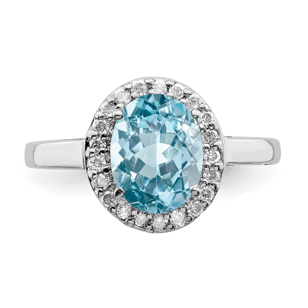 Sterlingsilber Rhodium Himmel Blautopas & Diamant Ring (size 7 Nur)