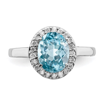 Sterlingsilber Rhodium Himmel Blautopas & Diamant Ring (size 7 Nur)