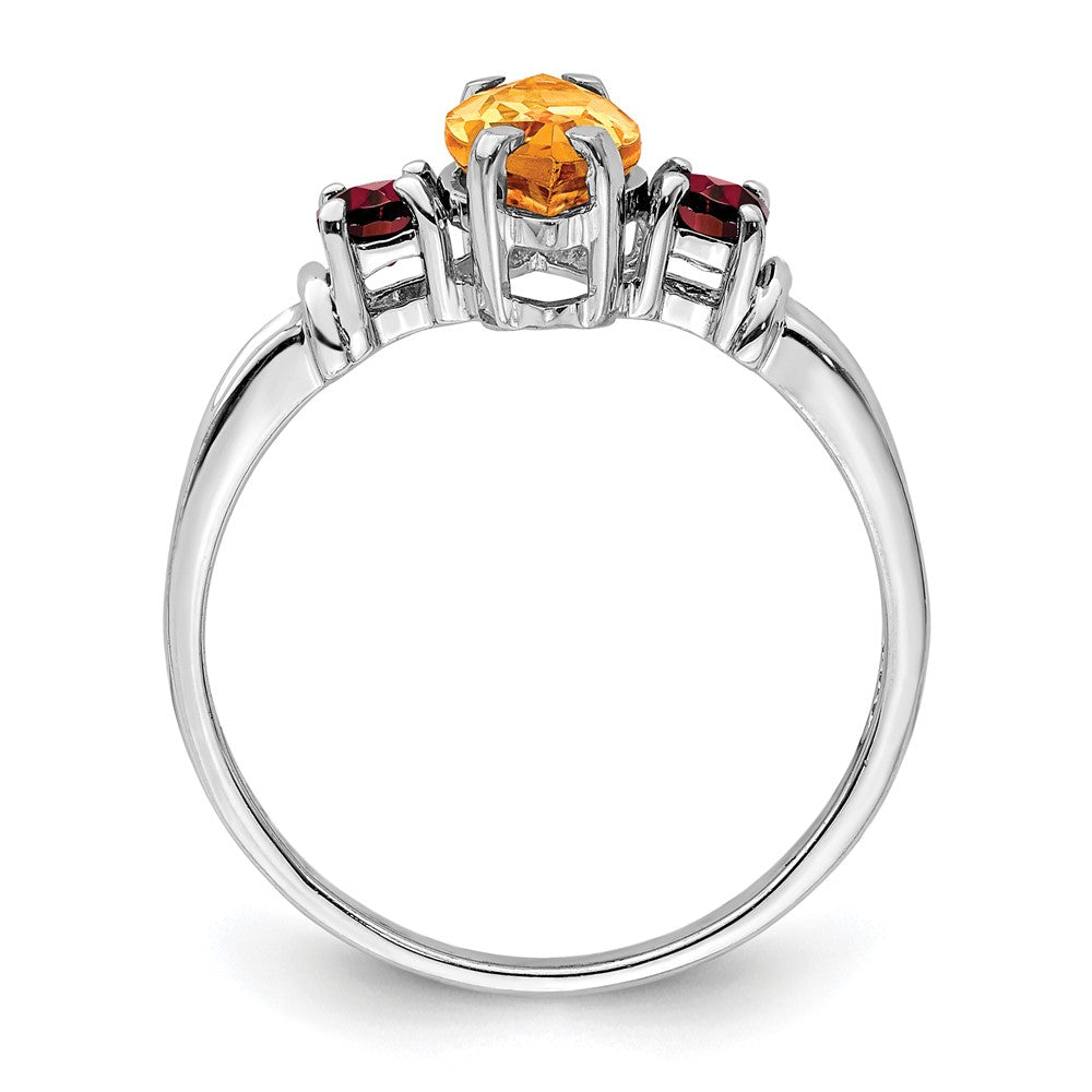 Sterlingsilber Rhodium Citrin & Granat Ring