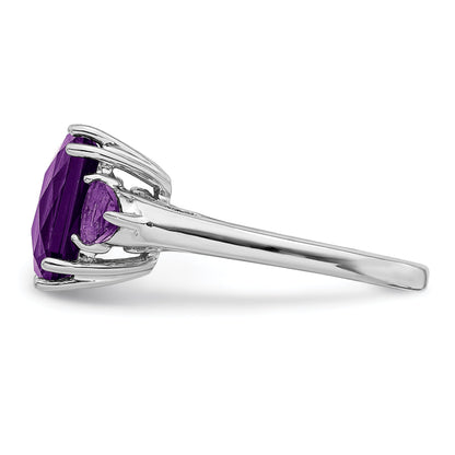 Sterlingsilber Rhodiniert Karo Schliff Amethyst Ring
