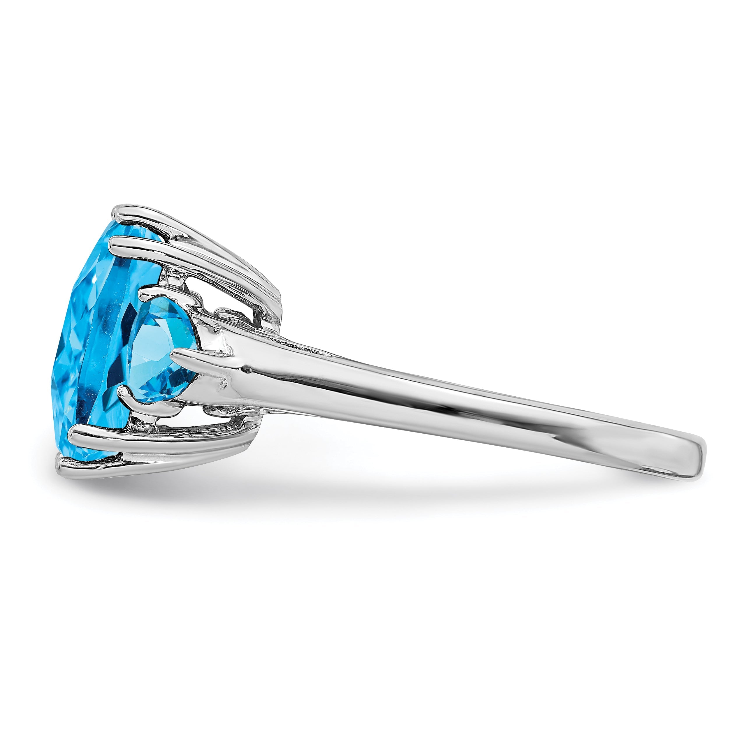 Sterlingsilber Rhodium Karo Schliff Blautopas Ring