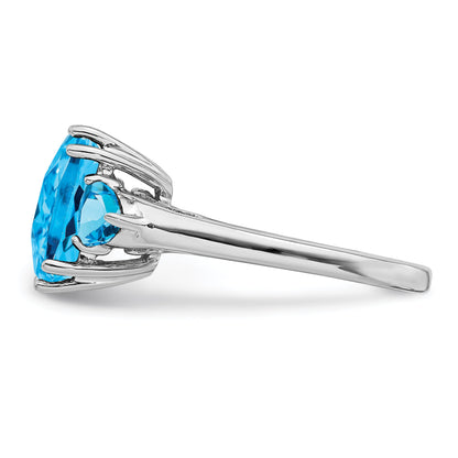 Sterlingsilber Rhodium Karo Schliff Blautopas Ring
