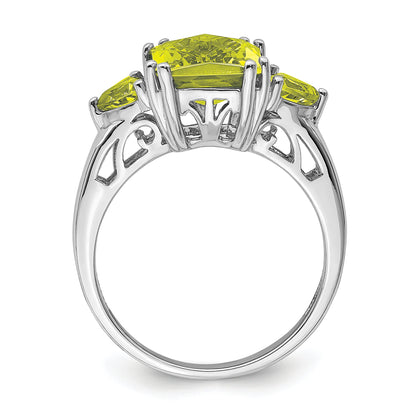 Sterlingsilber Rhodium Karo Schliff Zitrone Quarz Ring