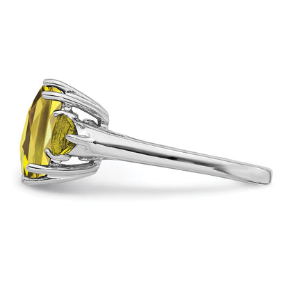 Sterlingsilber Rhodium Karo Schliff Zitrone Quarz Ring