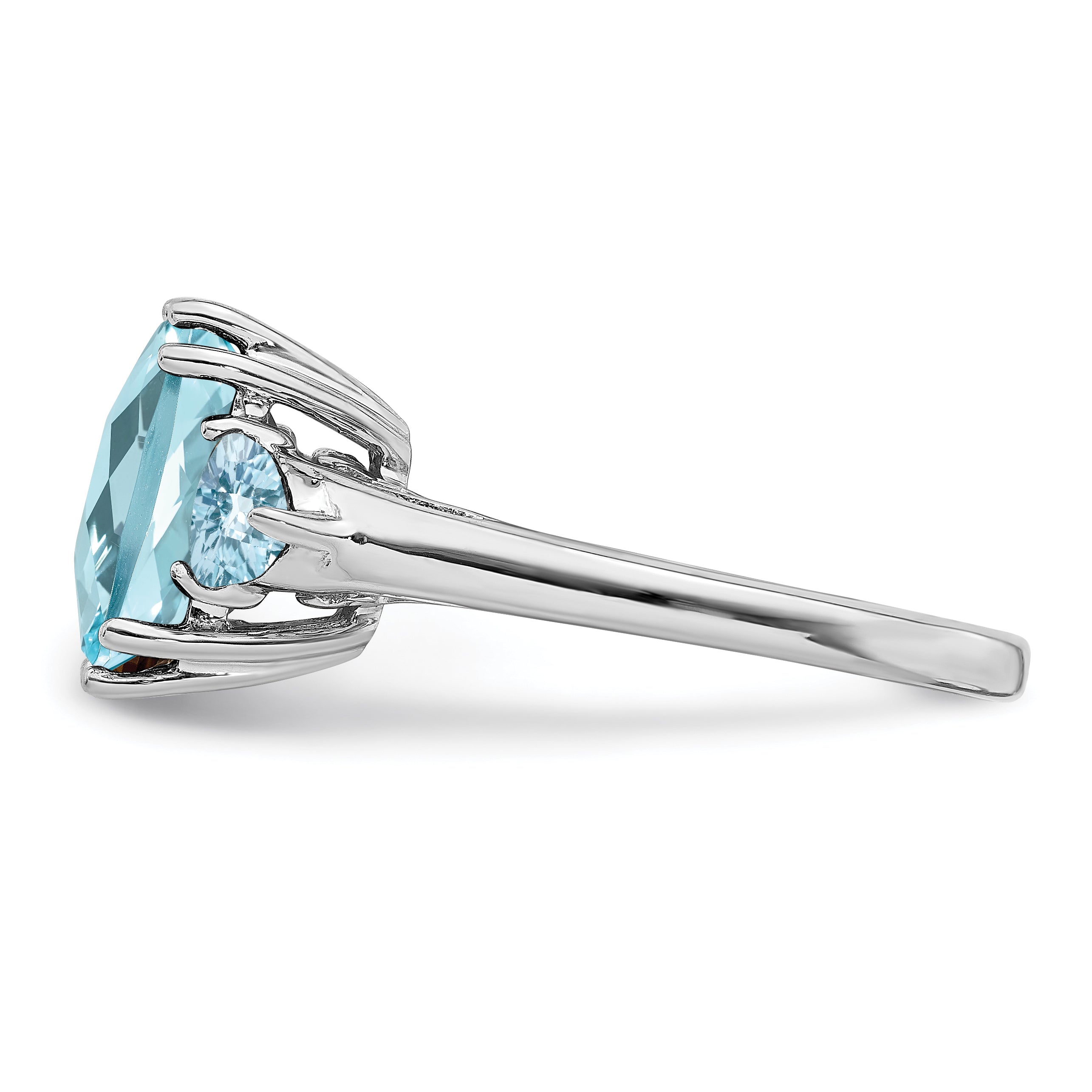 Sterlingsilber Rhodium Karo Schliff Himmel Blau & Topas Ring