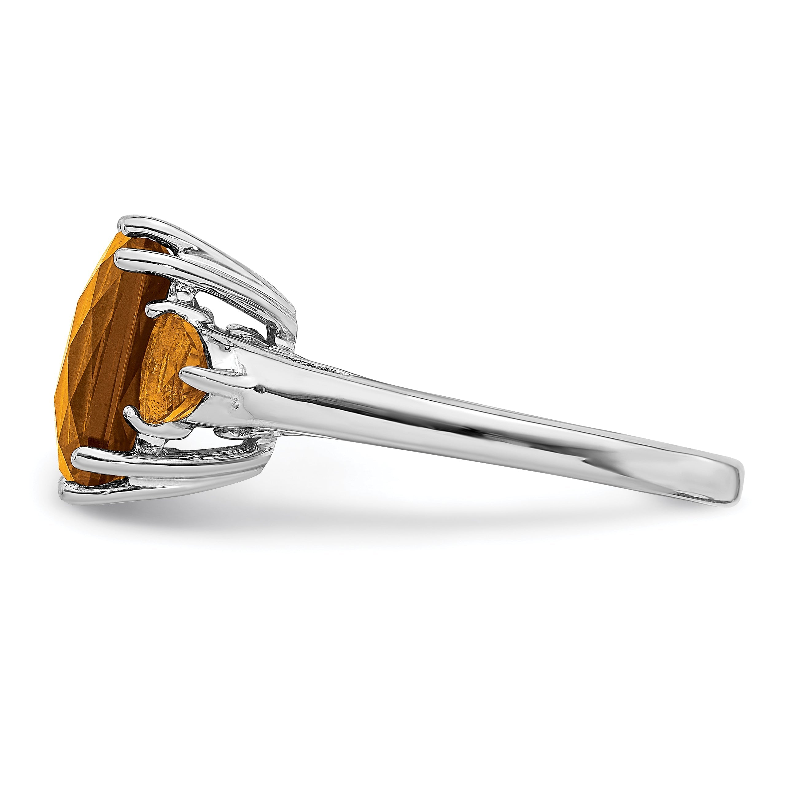Sterlingsilber Rhodium Karo Schliff Whiskey Quarz Ring