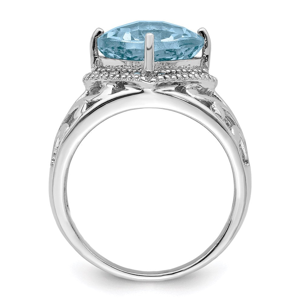 Sterlingsilber Rhodium Karo Schliff Himmel Blautopas & Diamant Ring (size 7 Nur)