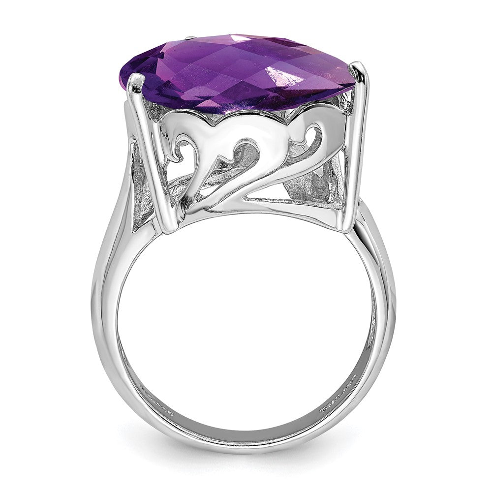 Sterlingsilber Rhodiniert Amethyst & Diamant Ring (size 7 Nur)