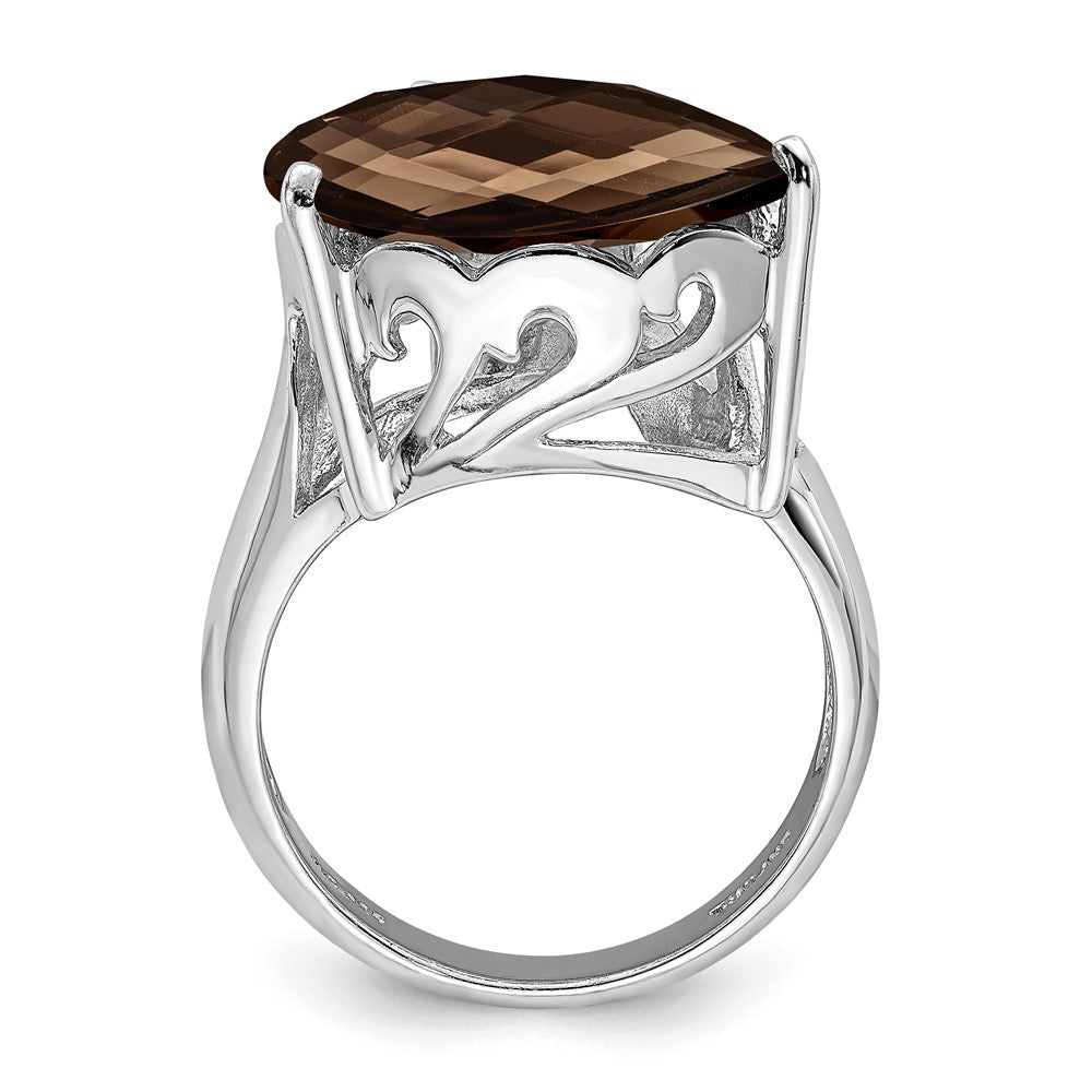 Sterlingsilber Rhodium Rauch Quarz & Diamant Ring (size 7 Nur)