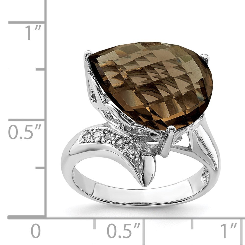 Sterlingsilber Rhodium Rauch Quarz & Diamant Ring (size 7 Nur)