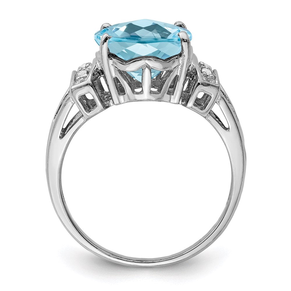 Sterlingsilber Rhodium Karo Schliff Himmel Blautopas & Diamant Ring (size 7 Nur)