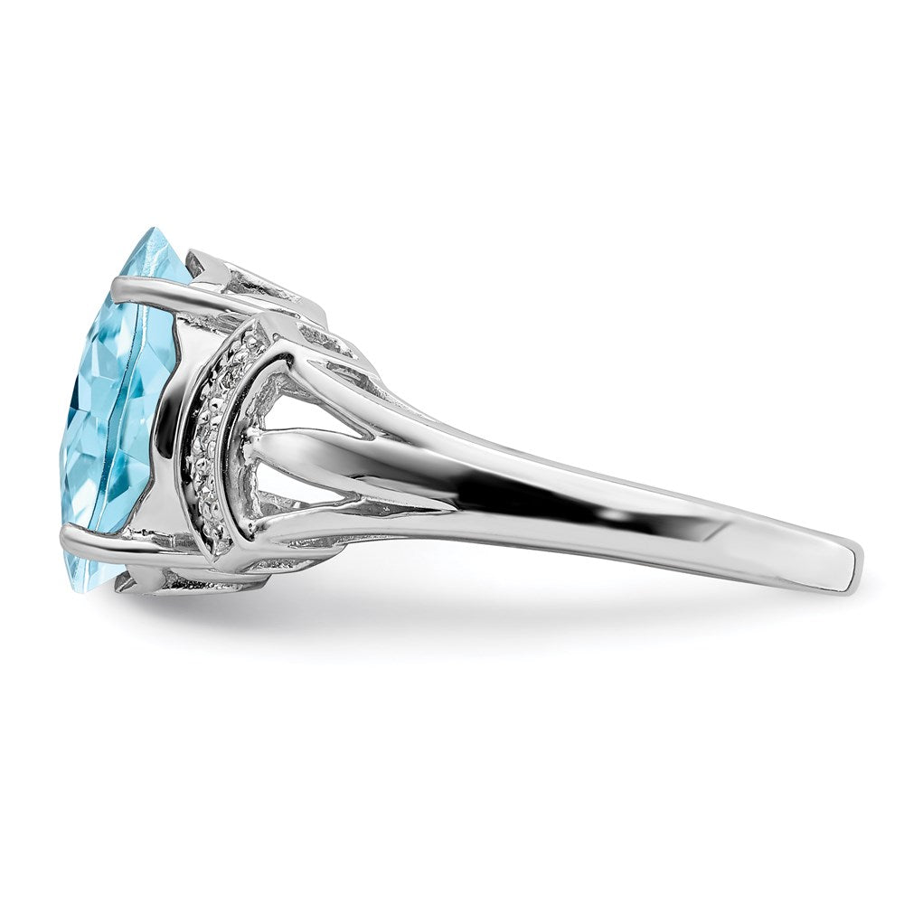 Sterlingsilber Rhodium Karo Schliff Himmel Blautopas & Diamant Ring (size 7 Nur)
