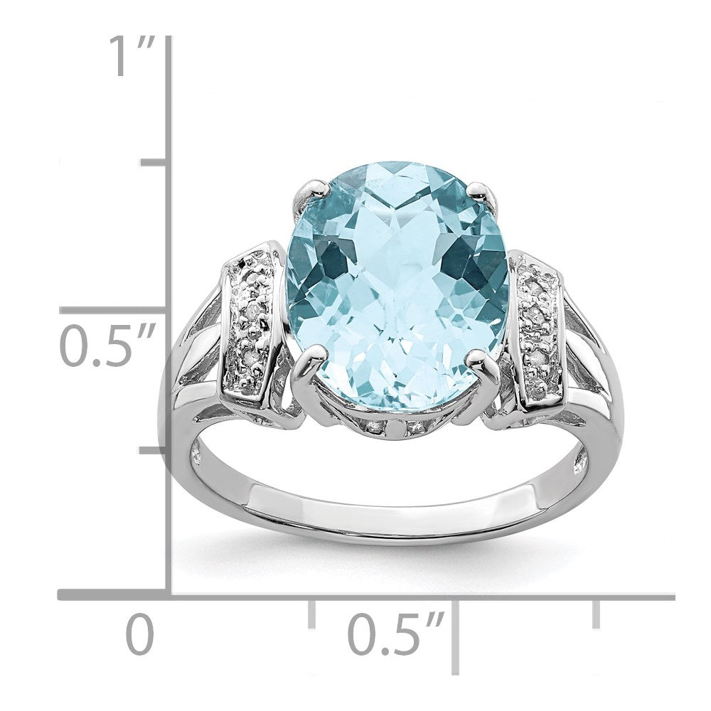 Sterlingsilber Rhodium Karo Schliff Himmel Blautopas & Diamant Ring (size 7 Nur)
