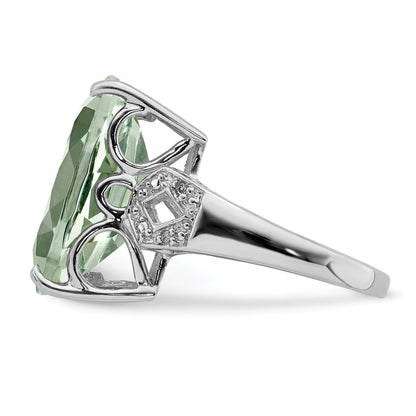 Sterlingsilber Rhodium Grün Quarz & Diamant Ring