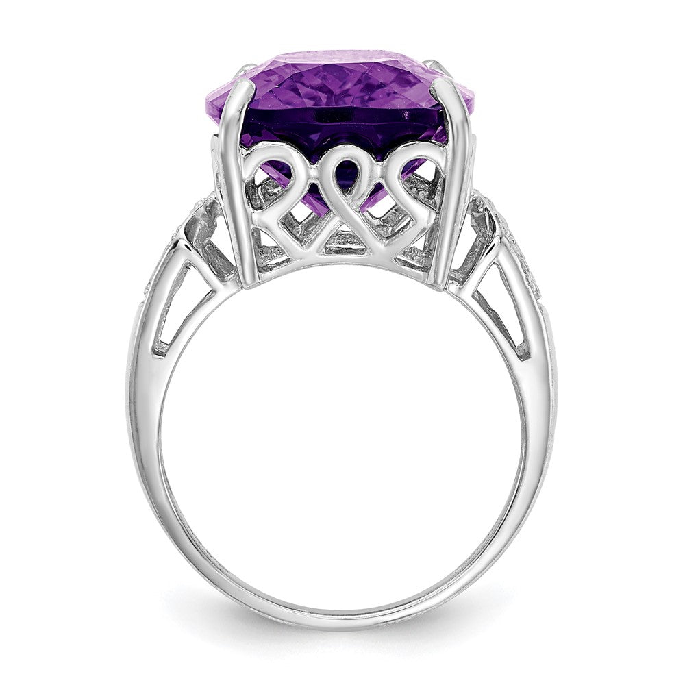 Sterling Silber Ring mit 14K Weißgold-Plattierung, Amethyst- und Diamant-Edelstein-Geburtsstein, feiner Schmuck, Geschenk für Sie