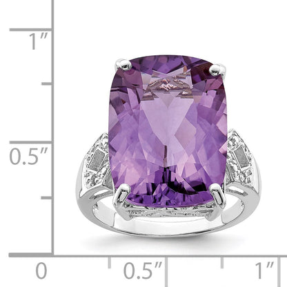 Sterling Silber Ring mit 14K Weißgold-Plattierung, Amethyst- und Diamant-Edelstein-Geburtsstein, feiner Schmuck, Geschenk für Sie