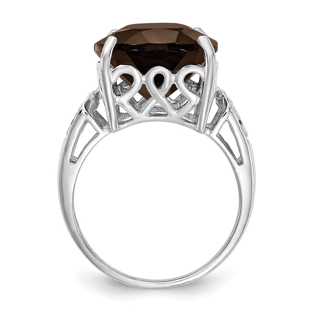 Sterlingsilber Rhodium Rauch Quarz & Diamant Ring